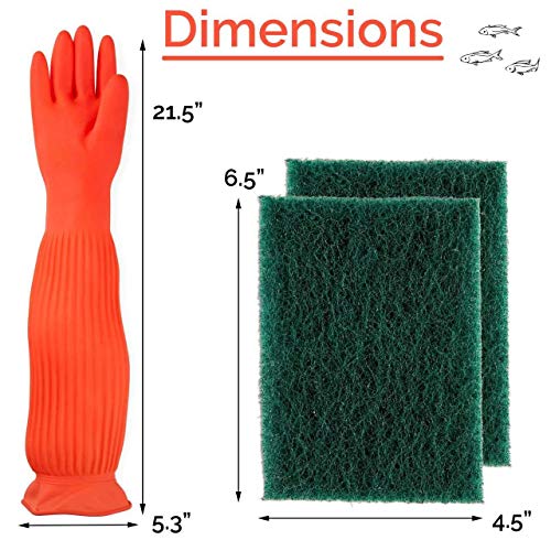 AroPaw Aquarium Cleaning Tools Set 22 Inch Waterproof Gloves, Aquarium Cleaner Fish Tank Sponge