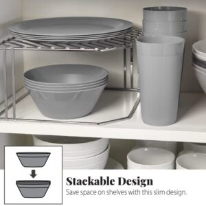 US Acrylic Newport Plastic Plate, Bowl and Tumbler Dinnerware Set for 4 in Grey Stone | 12-Piece Drinking and Dining Set | Reusable, BPA-free, Made in the USA, Top-rack Dishwasher Safe