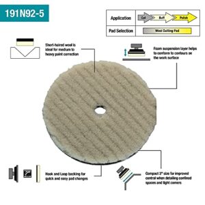 Makita 191N92-5 3" Hook and Loop Short-Haired Wool Cutting Pad