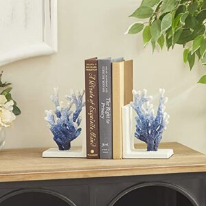 deco 79 metal coral ombre bookends, set of 2 4"w, 7"h, blue