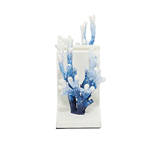 Deco 79 Metal Coral Ombre Bookends, Set of 2 4"W, 7"H, Blue