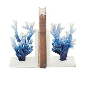 Deco 79 Metal Coral Ombre Bookends, Set of 2 4"W, 7"H, Blue