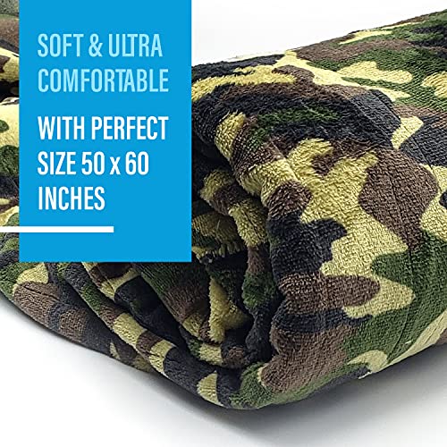 Electric Heated Throw Blanket Fleece with Controller, 50" x 60" , 4 Hours Auto Shut-Off, Fast Warming, Full-Body Comfort, Luxuriously Soft, Machine Washable (Camo)