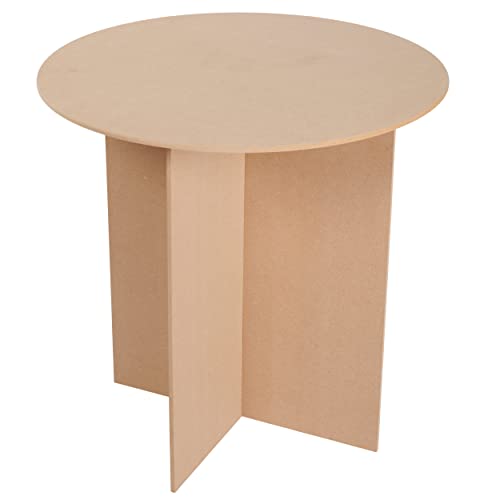 SSWBasics 30 Inch Round Wood Display Table - 250 Pound Weight Capacity - Medium Density Fiberboard - Compatible with Round Tablecloths up to 88 inches - 2 Part Interlocking Finger Groove Base