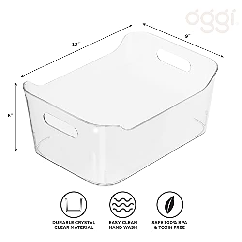 OGGI Storage Bin w/Handles, 13˝ x 9˝ x 6˝, Clear