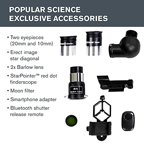 POPULAR SCIENCE AstroMaster 80mm – Portable Refractor Telescope – Ideal Telescope for Beginners – Bonus Digiscoping Smartphone Adapter and Bluetooth