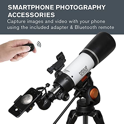 POPULAR SCIENCE AstroMaster 80mm – Portable Refractor Telescope – Ideal Telescope for Beginners – Bonus Digiscoping Smartphone Adapter and Bluetooth