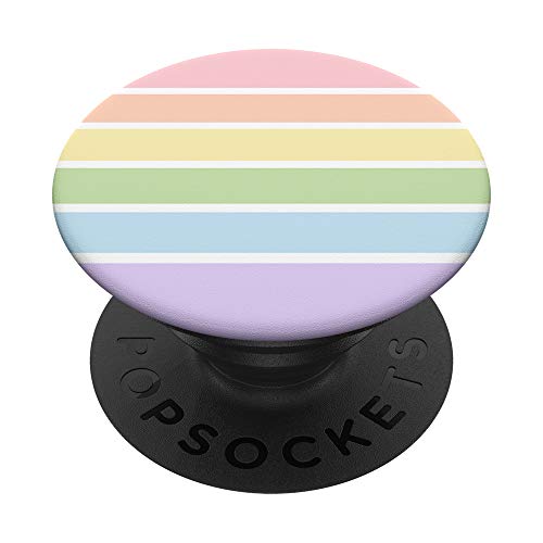Pastel Aesthetic Rainbow Stripe Cute PopSockets PopGrip: Swappable Grip for Phones & Tablets