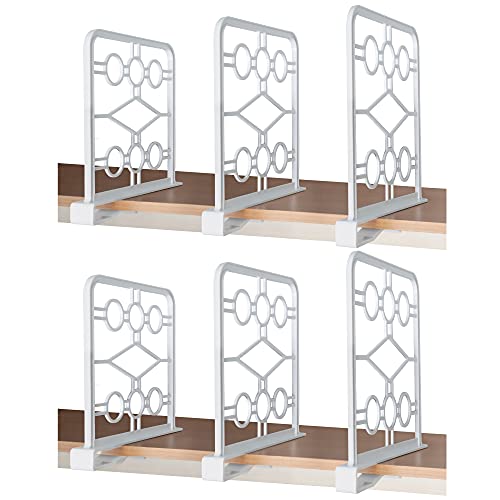 EZICOZI Set of 6 Shelf Dividers - Closet Shelf Organizer with Easy-Clip Attachment for Wooden Shelves in Kitchen, Bathroom, Office, and Laundry Room