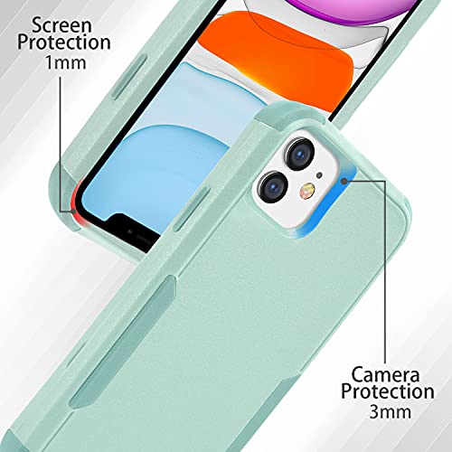 Sansunto for iPhone 11 Case Green, Silicone Durable Protective Cover Case, Shockproof Heavy Duty Full Body Hybrid Bumper Case, Drop Protection Defender for iPhone 11 for Women & Men(Green)