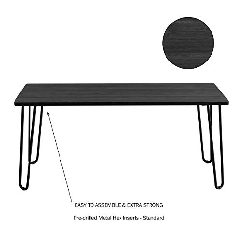 Lavish Home Coffee Table with Hairpin Legs, (L) 41.25” x (W) 19.5” x (H) 17.75”, Black