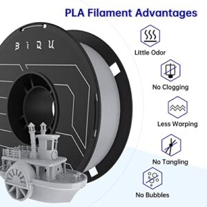 Matte PLA 3D Printer Filament, BIQU 3D Printer Filament Dimensional Accuracy +/- 0.03 mm, 1kg Spool, Stable Output, No Knots, No Clogging PLA Matte Filament 1.75mm Compatible with 3D Printer, Gray