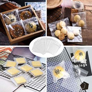 100PCS Self Adhesive Cookie Bags Treat Bags, Resealable Cellophane Bags, White Polka Dot Individual Cookie Bags with Thank You Stickers for Gift Giving