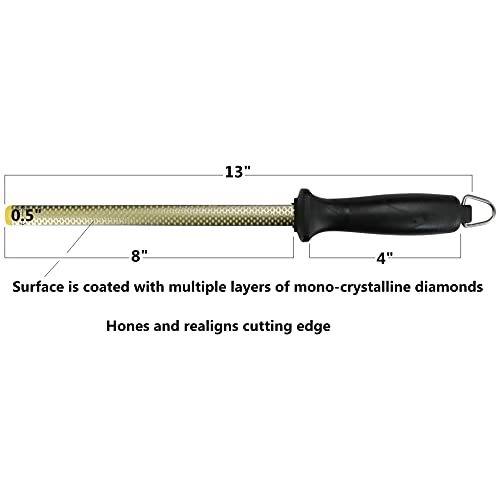 Iconikal Oval Diamond Sharpening Rod, 8-Inch