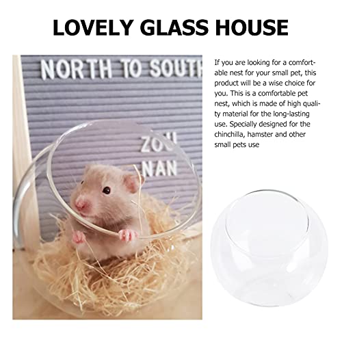 balacoo Small Animal Pet House Clear Glass Hideout Hut Cave Summer Cool Small Animal Nesting Habitat Cage Critter Bath House Cave Mini Hut Cage for Hamster Chinchillas Gerbils