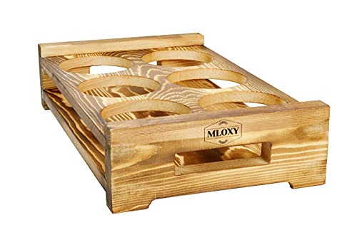 Mloxy Whiskey Glass Server Universal | Drink Carrier Six Glass Holder| Rustic Wood Bar Serving Tray | Server Tray for Home & Bars | 13.5x8x3” Bar Tray | Whiskey Serving Tray | Drink Caddy