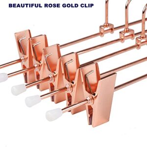 Amber Home 24 Pack Rose Copper Gold Metal Pants Skirt Hangers with Clips, Adjustable Clip Metal Trouser Hangers, Clip Hangers for Jeans Pants Heavy Duty (24 Pack)