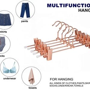 Amber Home 24 Pack Rose Copper Gold Metal Pants Skirt Hangers with Clips, Adjustable Clip Metal Trouser Hangers, Clip Hangers for Jeans Pants Heavy Duty (24 Pack)