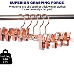 Amber Home 24 Pack Rose Copper Gold Metal Pants Skirt Hangers with Clips, Adjustable Clip Metal Trouser Hangers, Clip Hangers for Jeans Pants Heavy Duty (24 Pack)