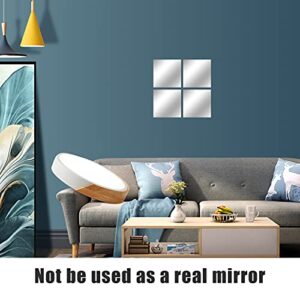 SOCOKING 4 Pieces Flexible Mirror Sheets Mirror Tiles Self Adhesive Sheets Acrylic Mirror Tiles Sheets 12 X 12 Inches Mirror Wall Stickers Mirror Sheets for Home Decor