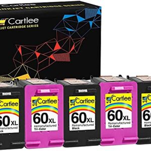 Cartlee Remanufactured Ink Cartridge 60XL 60 XL Replacement for HP Envy 100 110 120 Photosmart C4670 c4680 c4780 c4795 d110 Deskjet d2680 D2660 f2430 f4280 f4440 f4480 f4580 Printer (3 Black, 2 Color)