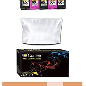 Cartlee Remanufactured Ink Cartridge 60XL 60 XL Replacement for HP Envy 100 110 120 Photosmart C4670 c4680 c4780 c4795 d110 Deskjet d2680 D2660 f2430 f4280 f4440 f4480 f4580 Printer (3 Black, 2 Color)