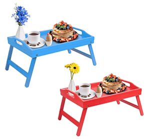 breakfast tray folding legs with handles kids bed tray table for sofa eating,drawing,platters bamboo serving lap desk snack tray