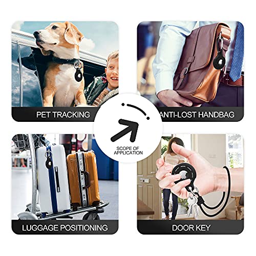 Teskyer 3 Pack Airtag Holder, Silicone Airtag Case, Anti-Scratch Shockproof Protective AirTag Keychain Accessories, Easy to Attach to Wallets, Keys, Pet Collars - Black