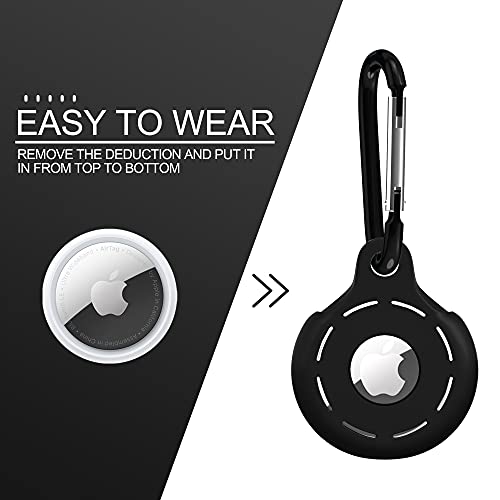 Teskyer 3 Pack Airtag Holder, Silicone Airtag Case, Anti-Scratch Shockproof Protective AirTag Keychain Accessories, Easy to Attach to Wallets, Keys, Pet Collars - Black