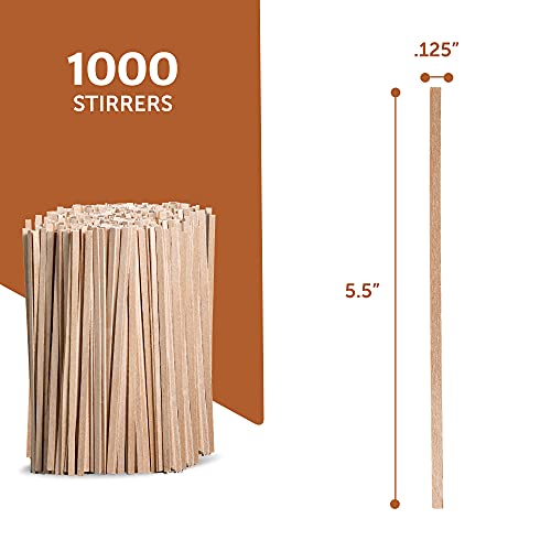 Wooden Coffee Stirrers, 1000 Pack of Disposable Stir Sticks, 5.5-Inch Wood Stir Sticks for Coffee & Cocktails, Wooden Beverage Mixer with Smooth Ends, Swizzle Drink Sticks