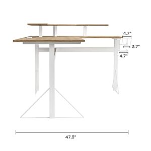 Jamesdar Computer Gaming L-Desk with Power, 35.8" H x 51.18" W x 37.8" L, White/Natural