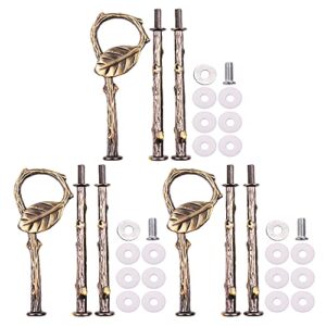 3-tier 13.5’’ cupcake stand hardware fittings, metal mold crown holder diy making for fruit plate cake stand snack tray replacement parts for tea party wedding decoration (3 sets - retro gold leaf)