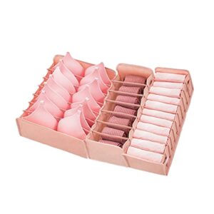 xicennego underwear drawer organizer drawer divider(3 sets) underwear, bra，socks, tie storage box -(pink)