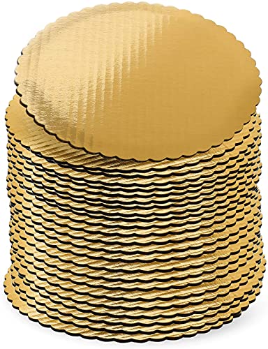 9" Round Gold Scalloped Cake Board 10pcs