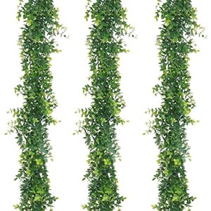 artflower 3 pack artificial eucalyptus garland, 6ft/pcs faux eucalyptus vines greenery garland fake hanging eucalyptus leaves plant wedding backdrop arch wall table party festival decor, grey green