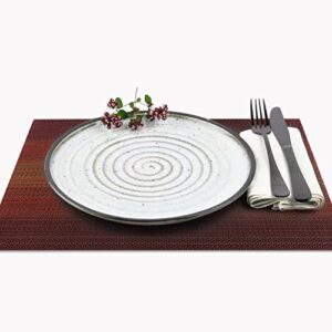 YeaBerr Placemats Set of 6, Mix Vinyl Woven Wipeable Heat-Resistant Place Mats, Stain Resistant Washable Table Mats for Dining Table Kitchen Indoor Decor, Dark Red