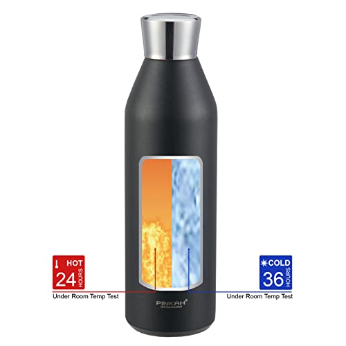 PINKAH 20oz Insulated Stainless Steel Water Bottle, Reusable Water Bottles, Double Walled Cola Shaped Water Bottle for Sport Travel