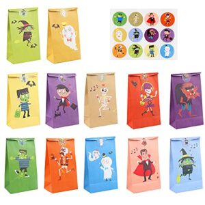 kimober 36pcs halloween paper gift candy bags,trick or treat goodie bags with sticker for halloween party favor supplies