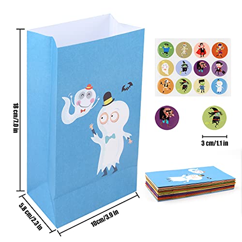 KIMOBER 36pcs Halloween Paper Gift Candy Bags,Trick or Treat Goodie Bags With Sticker For Halloween Party Favor Supplies