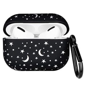 forrrest airpods case cover for apple airpods pro star moon starry sky print design silicone protective skin airpods pro accessories with keychain for girls women boys (sky)