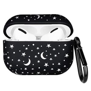 Forrrest Airpods Case Cover for Apple AirPods Pro Star Moon Starry Sky Print Design Silicone Protective Skin Airpods Pro Accessories with Keychain for Girls Women Boys (Sky)