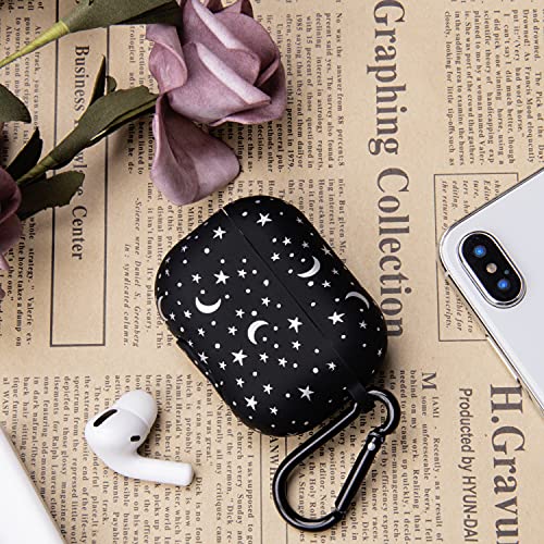 Forrrest Airpods Case Cover for Apple AirPods Pro Star Moon Starry Sky Print Design Silicone Protective Skin Airpods Pro Accessories with Keychain for Girls Women Boys (Sky)
