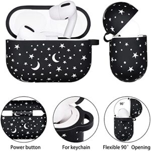 Forrrest Airpods Case Cover for Apple AirPods Pro Star Moon Starry Sky Print Design Silicone Protective Skin Airpods Pro Accessories with Keychain for Girls Women Boys (Sky)