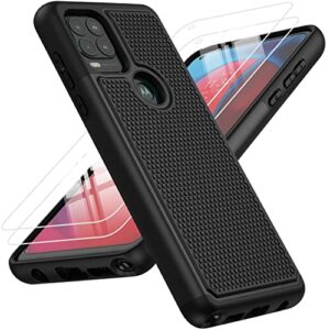 for motorola moto g stylus 5g case: dual layer protective heavy duty cell phone cover shockproof rugged with non slip textured back - military protection bumper tough - 6.8inch (matte black)