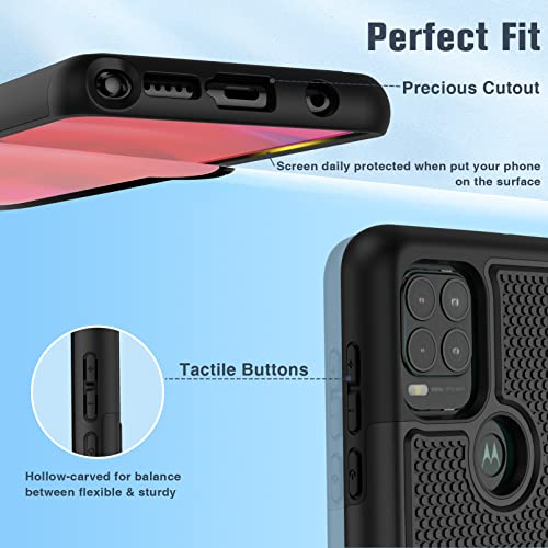 for Motorola Moto G Stylus 5G Case: Dual Layer Protective Heavy Duty Cell Phone Cover Shockproof Rugged with Non Slip Textured Back - Military Protection Bumper Tough - 6.8inch (Matte Black)