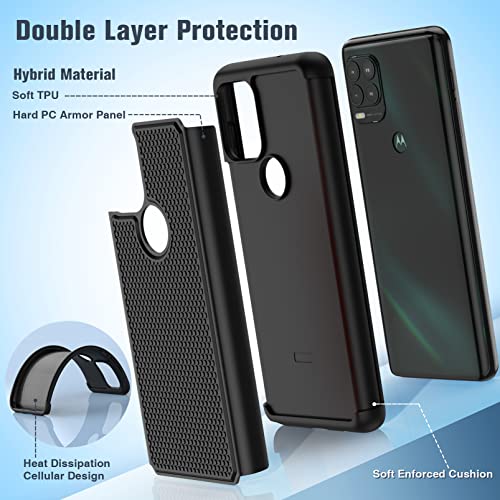 for Motorola Moto G Stylus 5G Case: Dual Layer Protective Heavy Duty Cell Phone Cover Shockproof Rugged with Non Slip Textured Back - Military Protection Bumper Tough - 6.8inch (Matte Black)