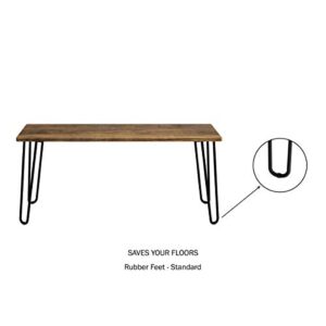 Lavish Home Coffee Table with Hairpin Legs, (L) 41.25” x (W) 19.5” x (H) 17.75”, Brown