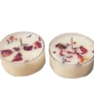 Gardenia Tuberose Natural 12ct Soy Wax Tealights Hand Poured with Fragrant/Essential Oils & Dried Flowers | Christmas Gift | Wedding Favors |