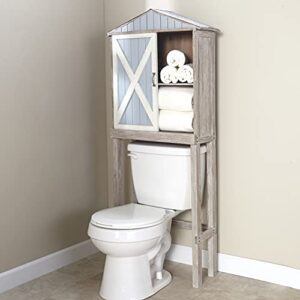 Rustic Barn Door Over The Toilet Storage Cabinet for The Bathroom