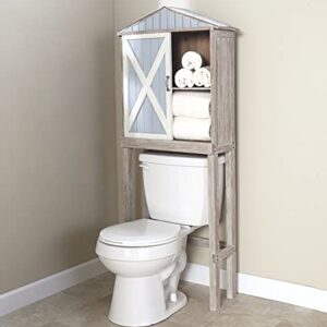 Rustic Barn Door Over The Toilet Storage Cabinet for The Bathroom